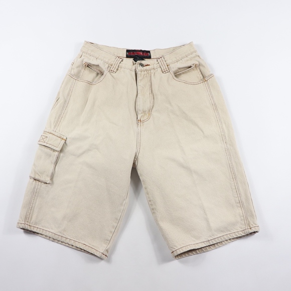 mens beige denim shorts